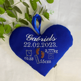 Decorative Baby Stats Embroidered Pillow